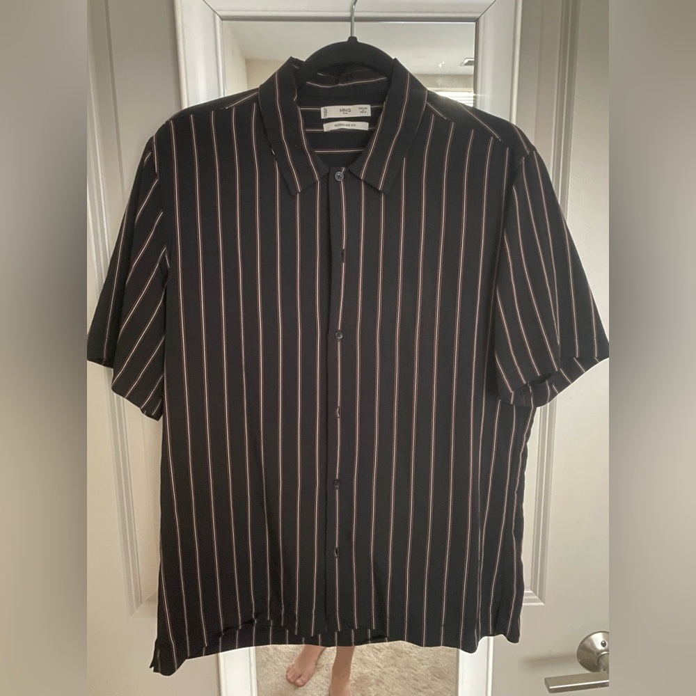 Mango Men Striped Bowling Fluid Shirt